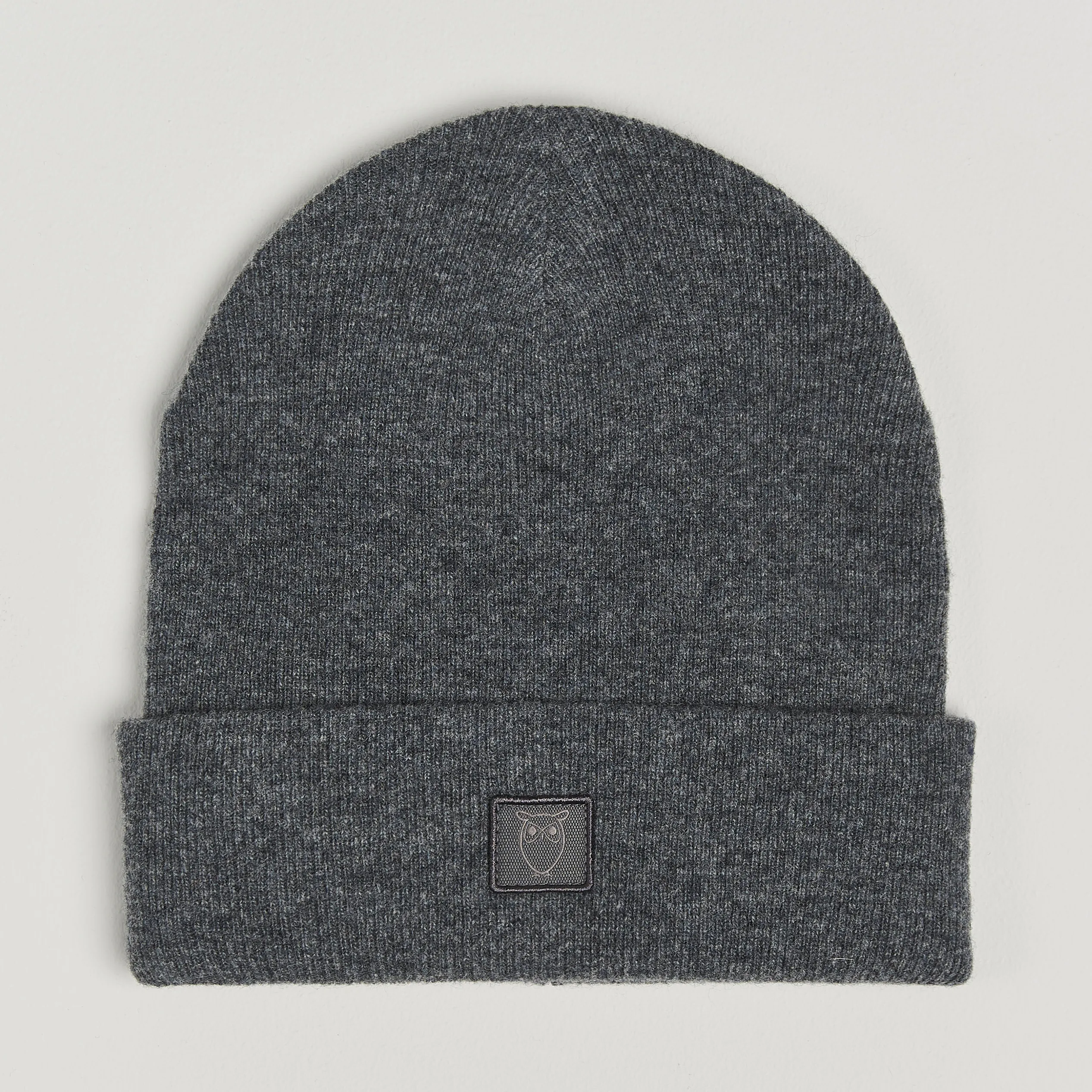 KnowledgeCotton Apparel Double Layer Wool Beanie Dark Grey