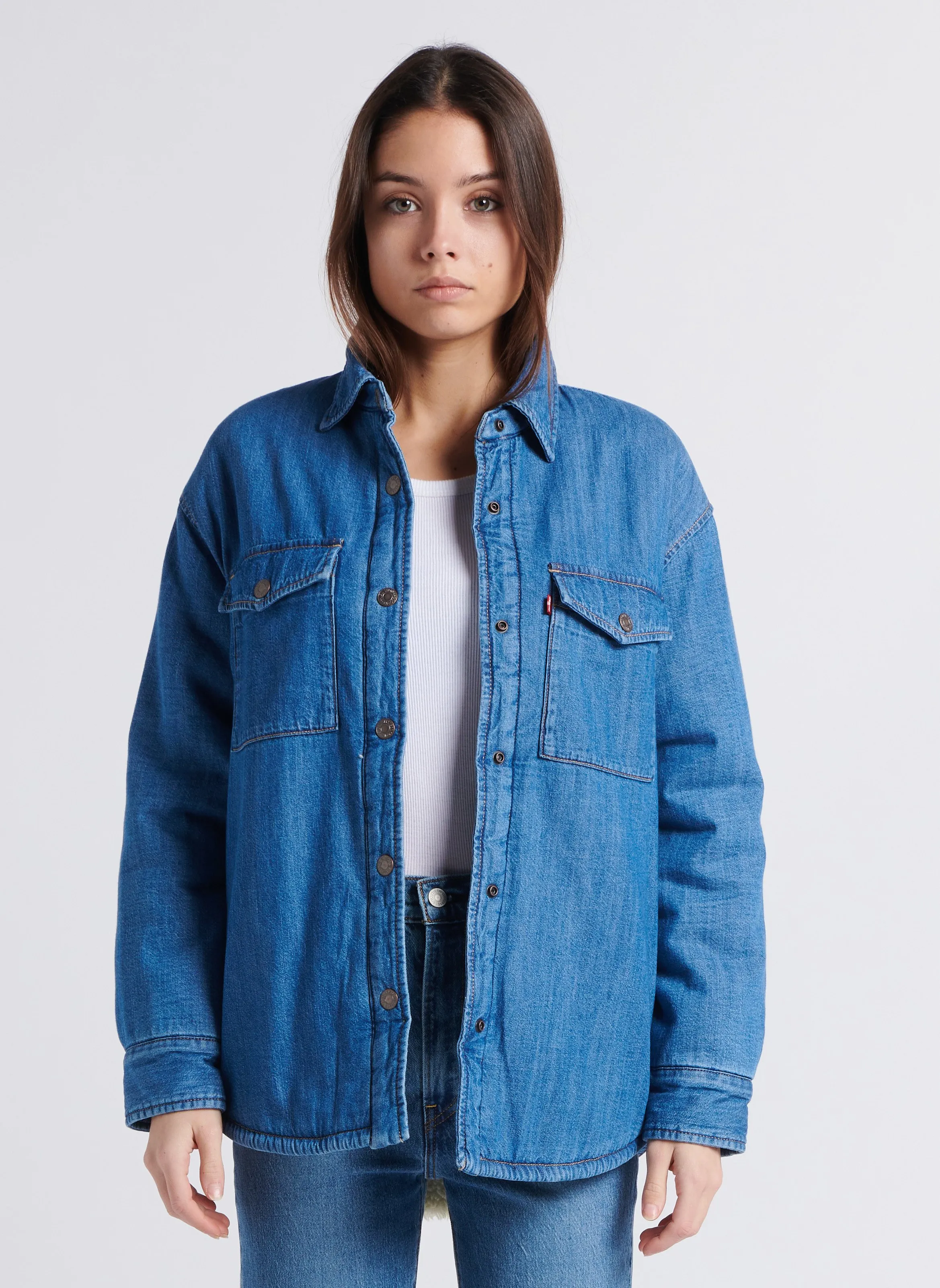 LEVI'S LOLA  SOBRECAMISA RECTA DE ALGODóN CON CUELLO CLáSICO EN AZUL