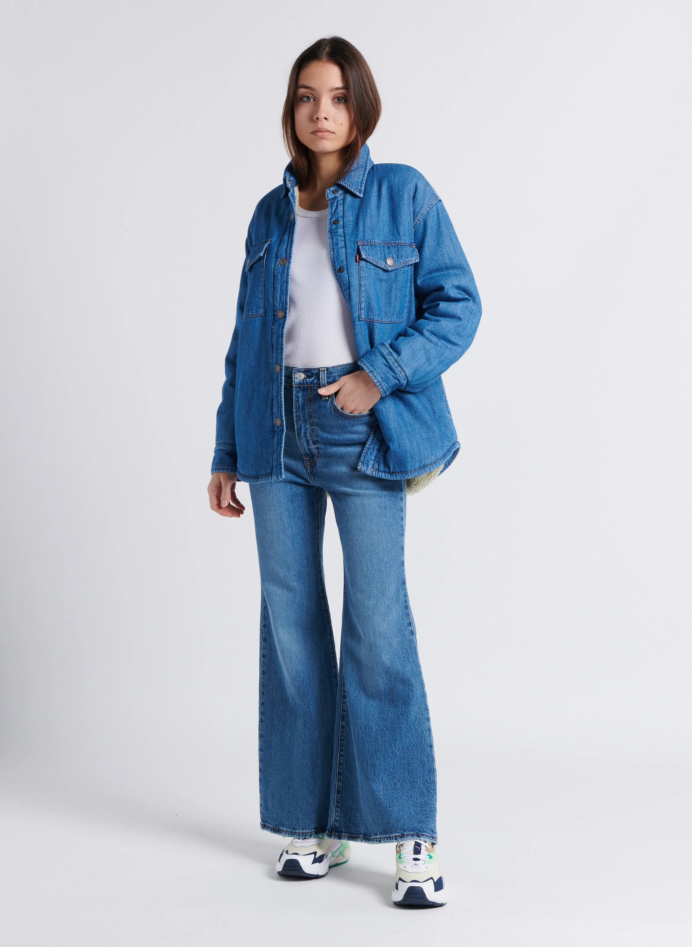 LEVI'S LOLA  SOBRECAMISA RECTA DE ALGODóN CON CUELLO CLáSICO EN AZUL