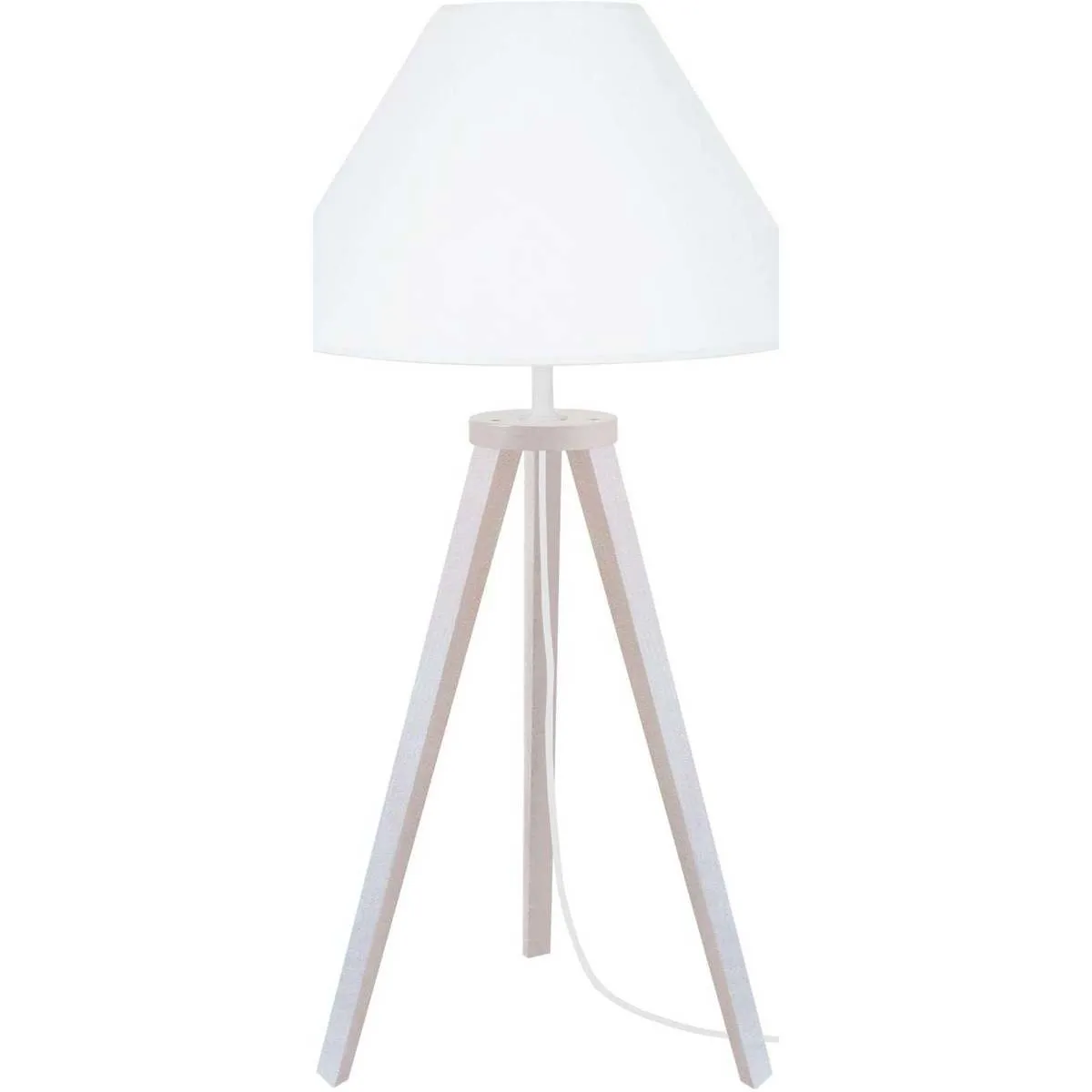 lámpara de noche redondo madera blanco