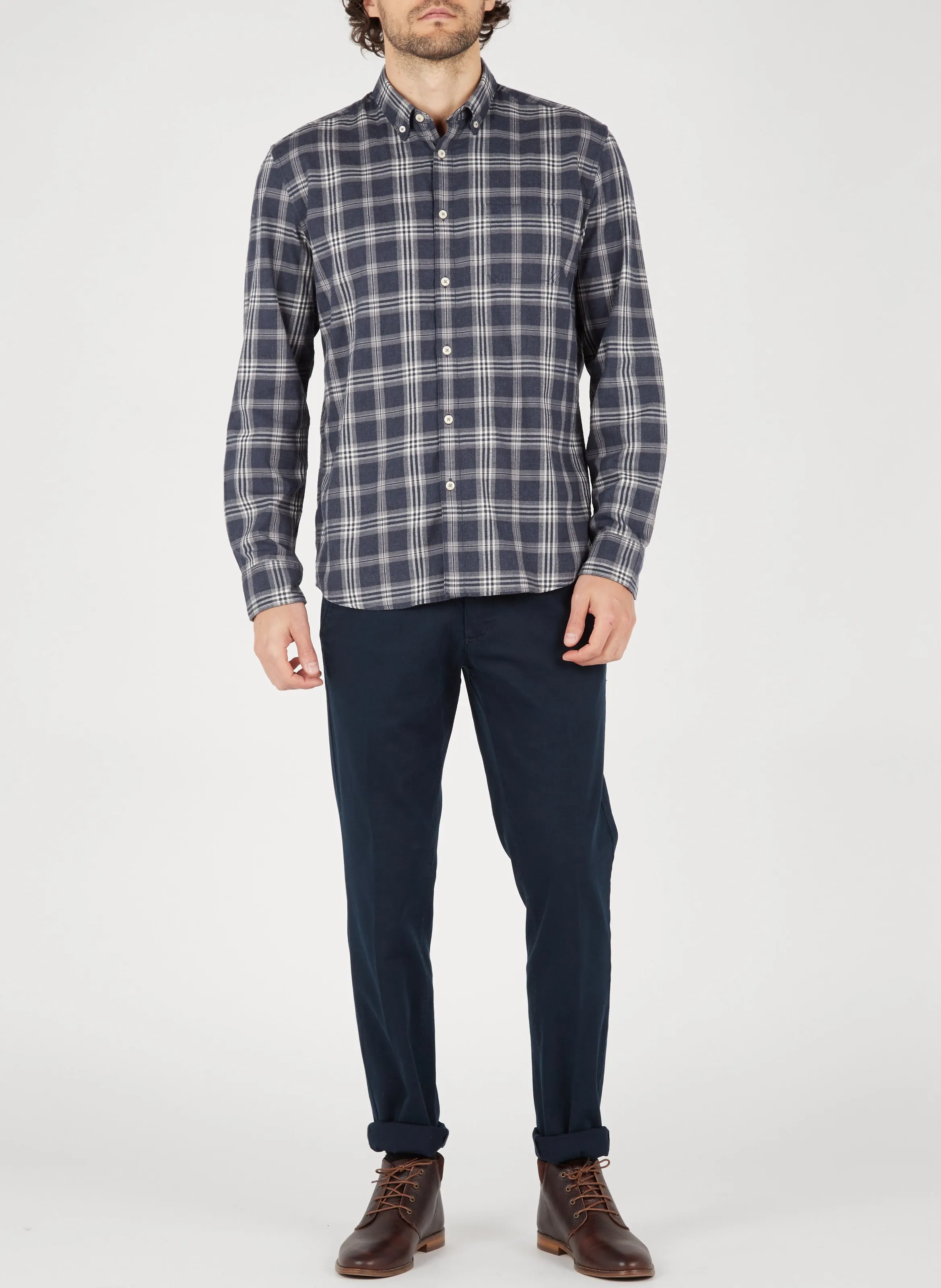 MARC O'POLO Pantalón chino slim fit de mezcla de algodón en azul