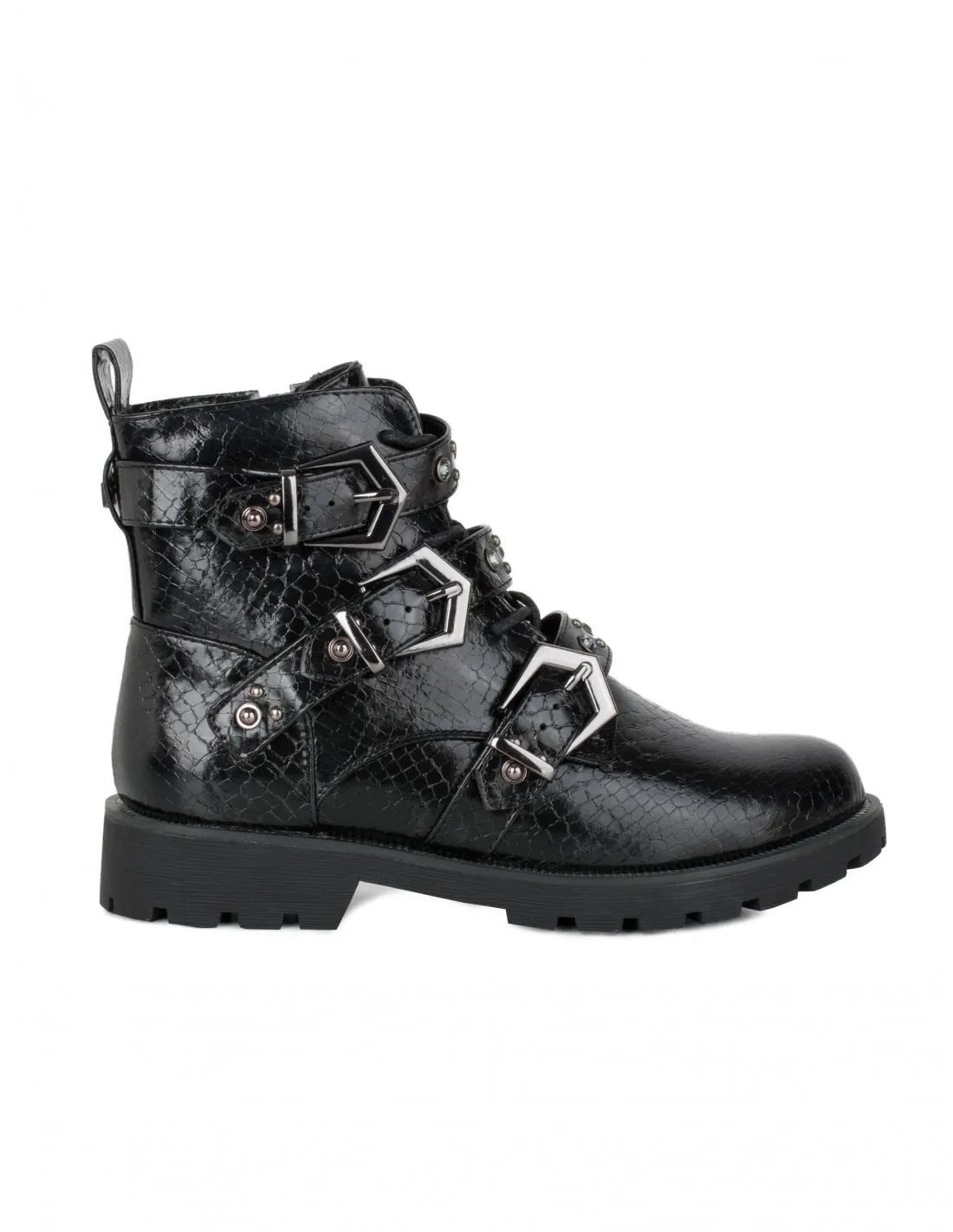 MARIA MARE Botines Rockeros Hebillas Negros