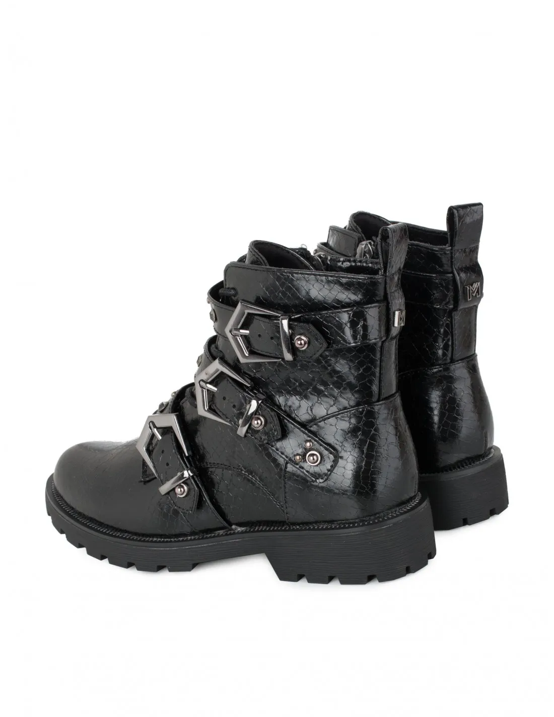MARIA MARE Botines Rockeros Hebillas Negros