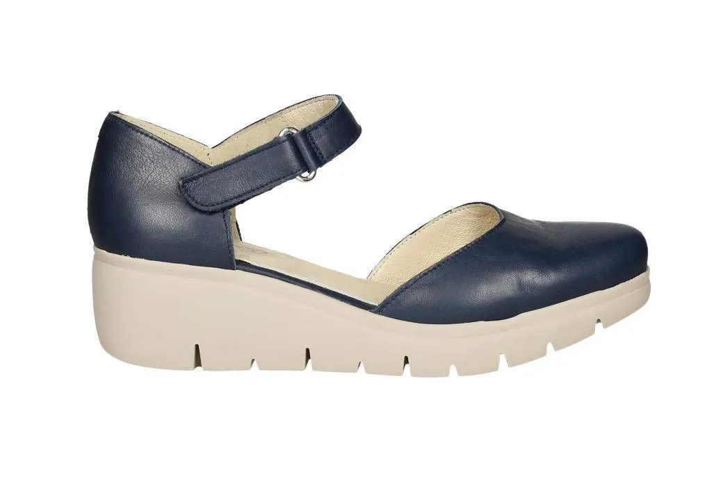 Mercedes Piel Azul Lados Abiertos Velcro Lateral