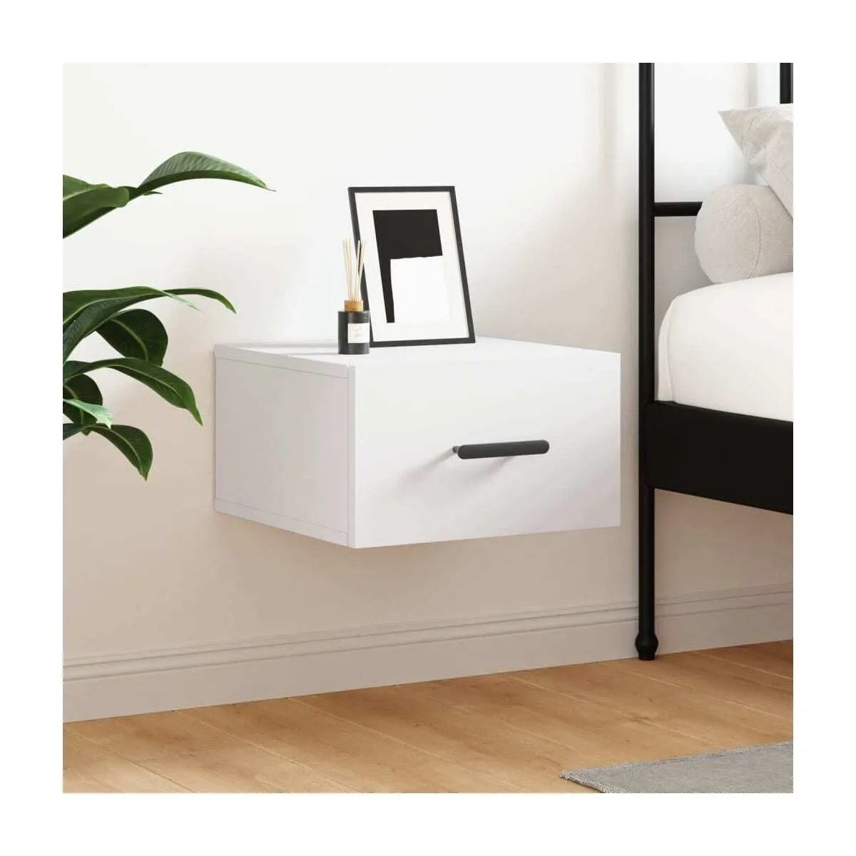 Mesita de noche de pared blanco 35x35x20 cm