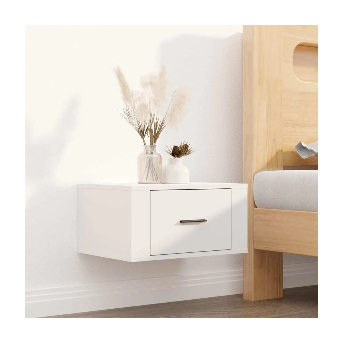 Mesita de noche de pared blanco 50x36x25 cm