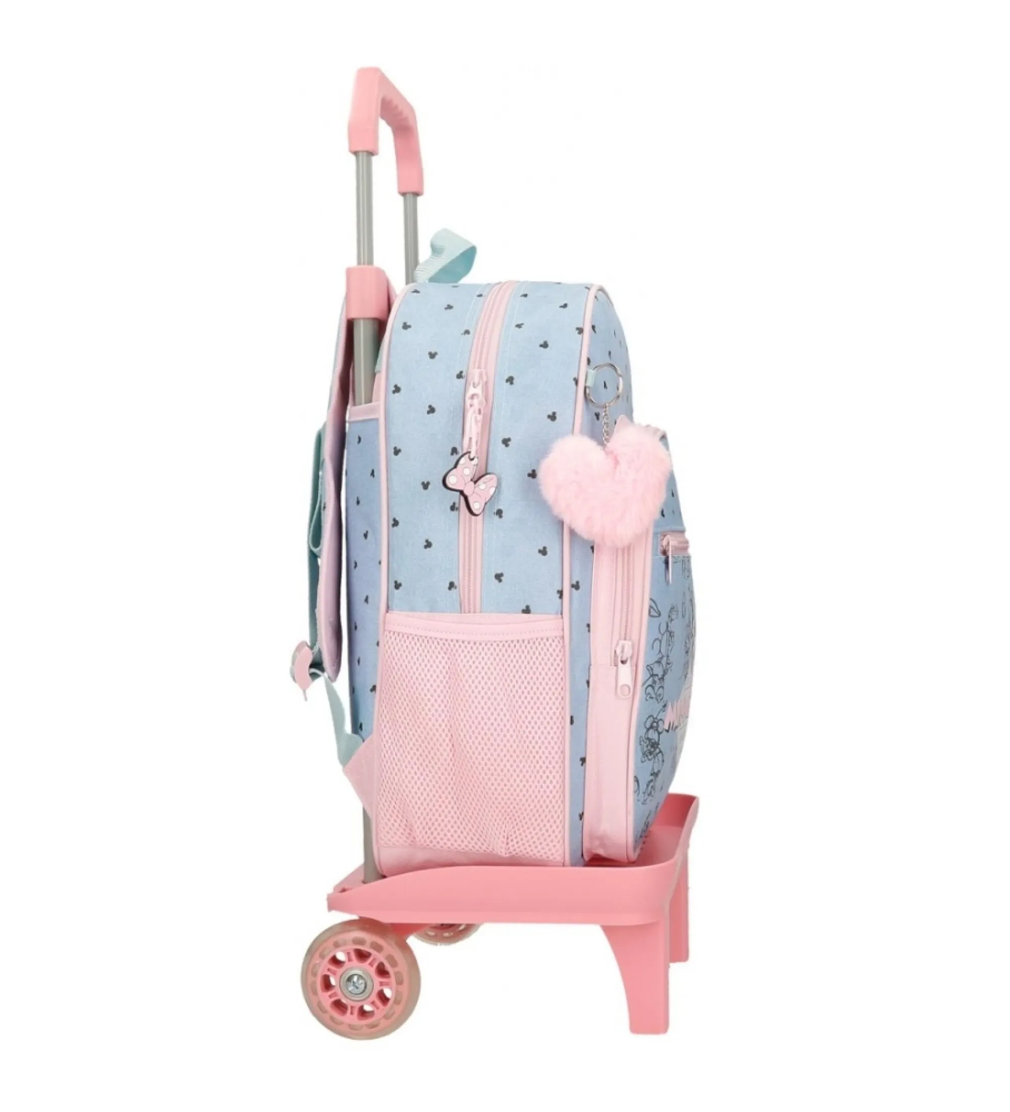 Mochila escolar Minnie American darling 38cm con carro azul