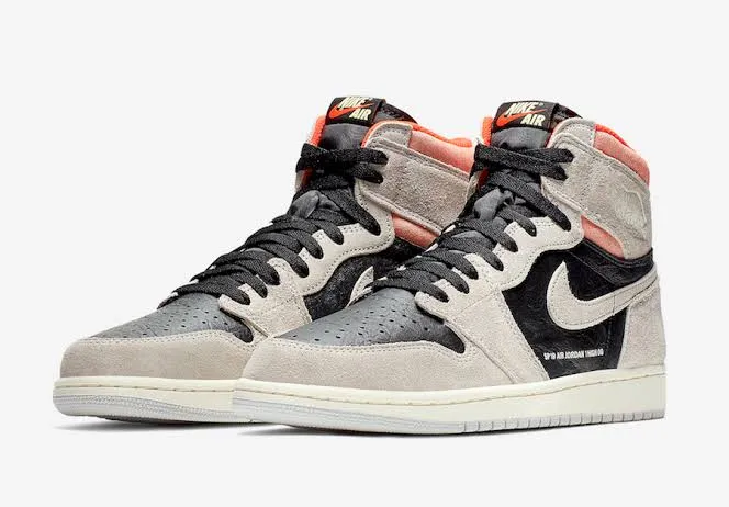 N370O Jordan 1 Retro High Neutral Grey Hyper Crimson