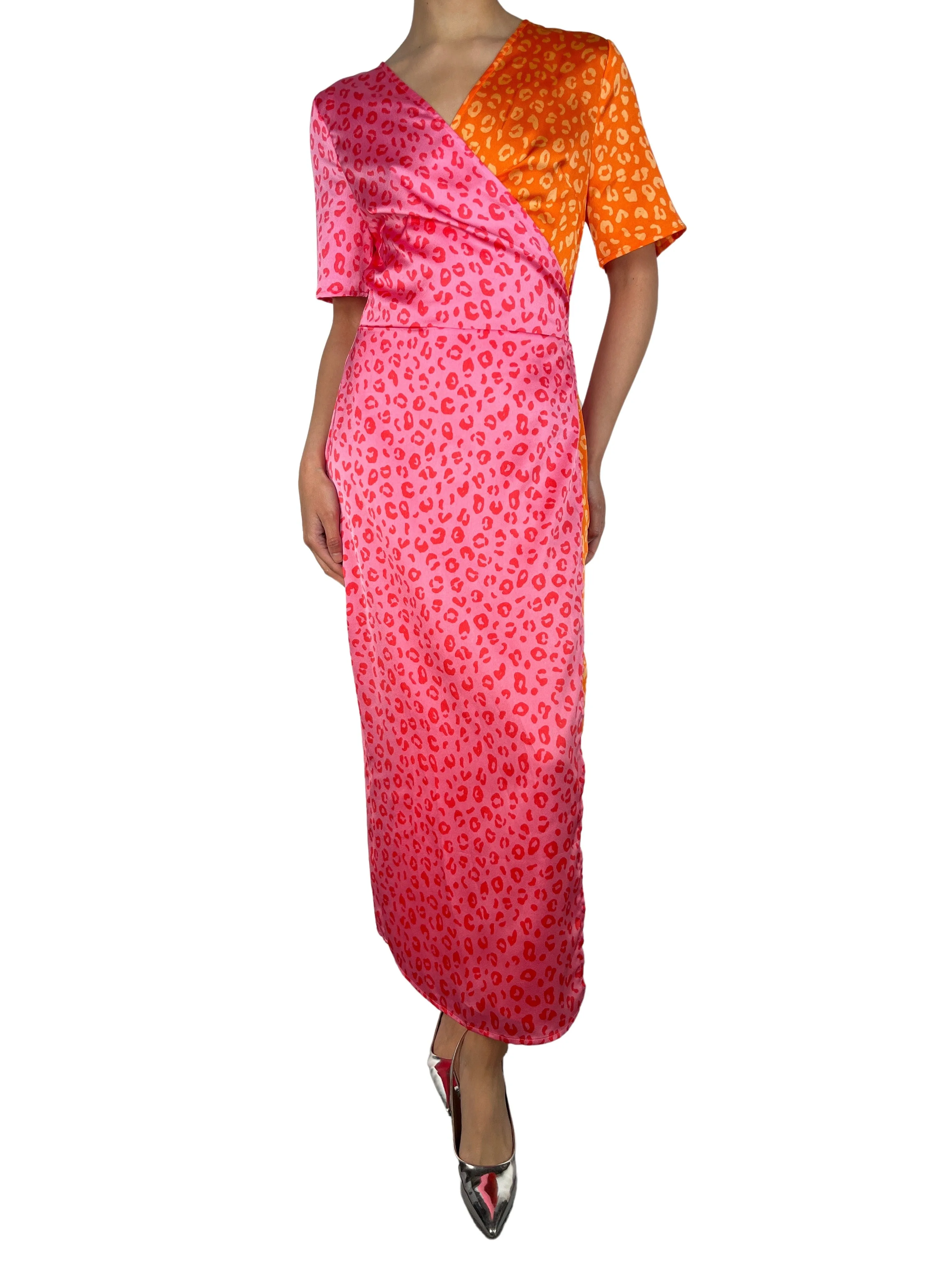 NEVER FULLY DRESSED Vestido Wrap Satinado