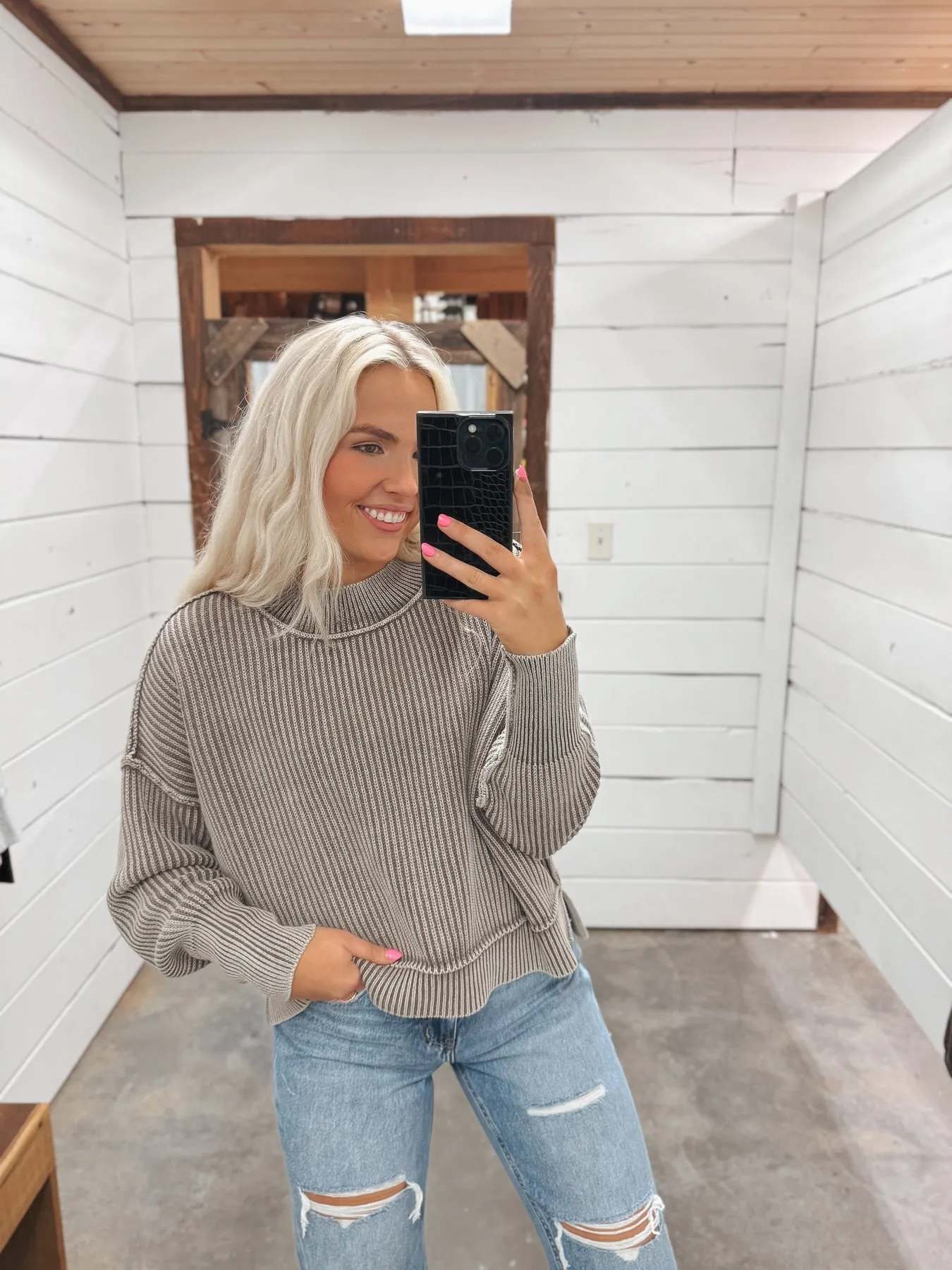 NEVER LET GO MOCHA SWEATSHIRT