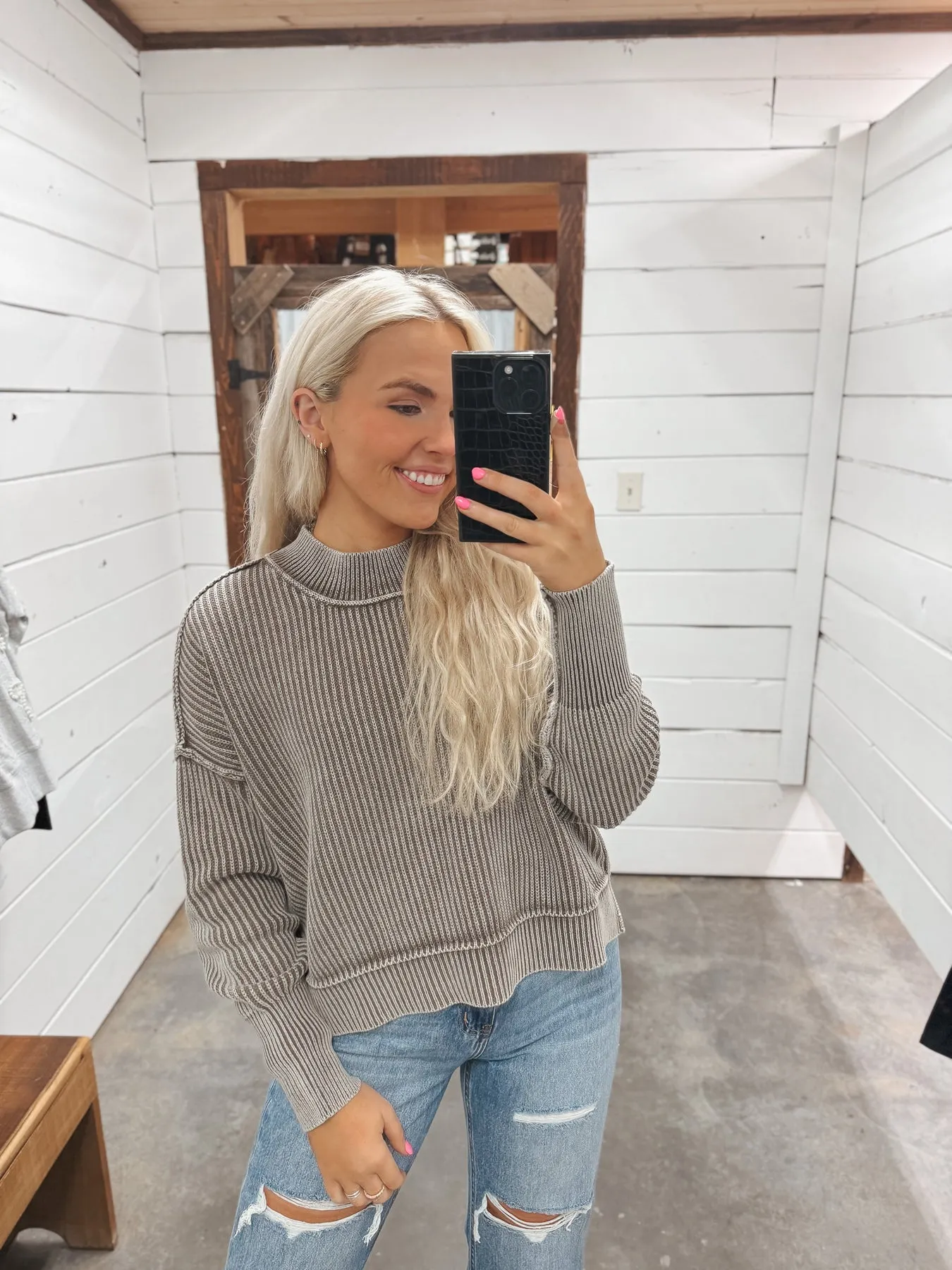 NEVER LET GO MOCHA SWEATSHIRT