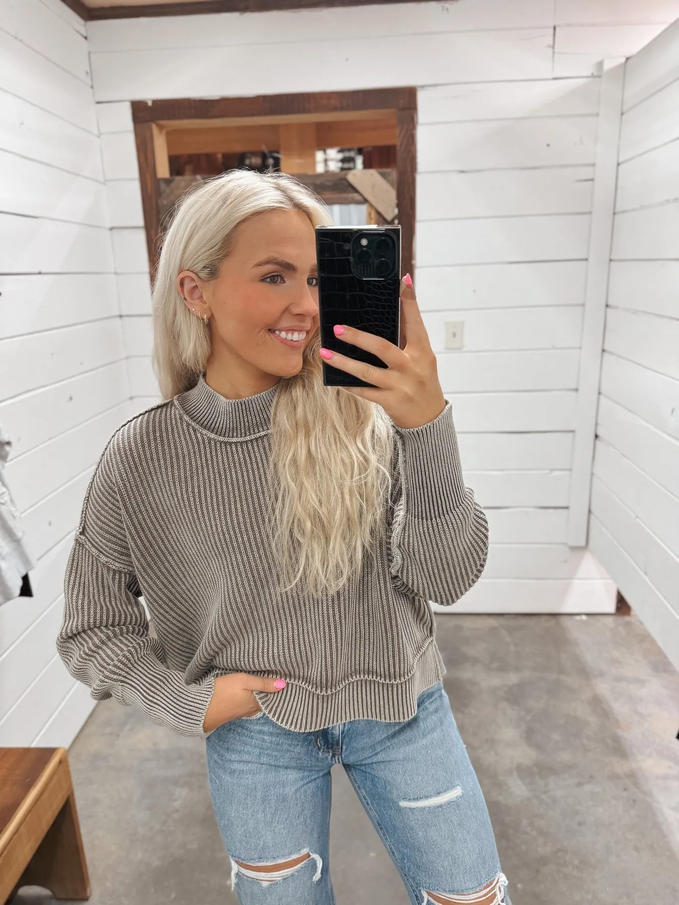NEVER LET GO MOCHA SWEATSHIRT