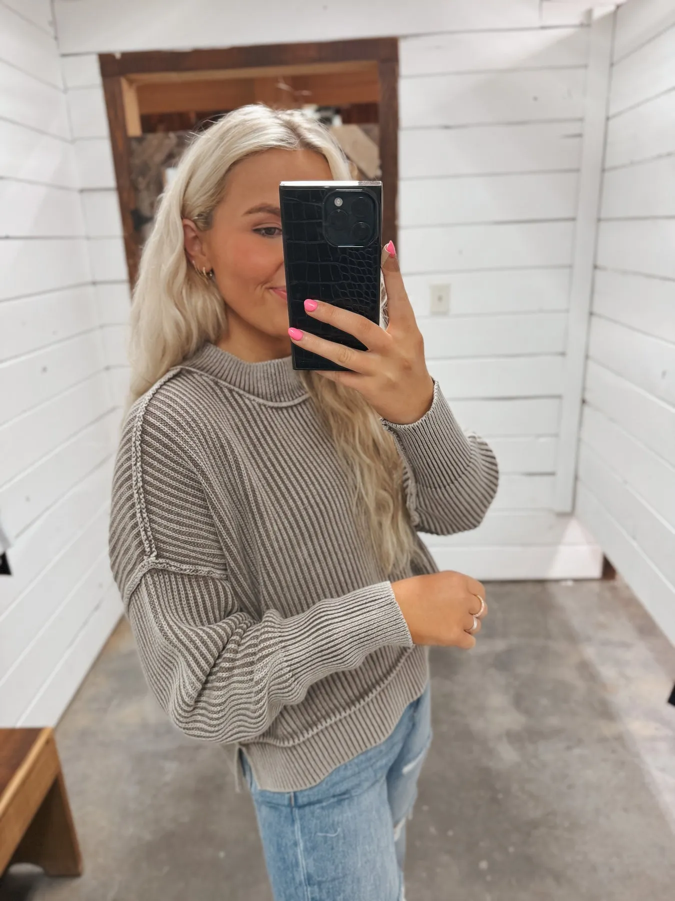 NEVER LET GO MOCHA SWEATSHIRT