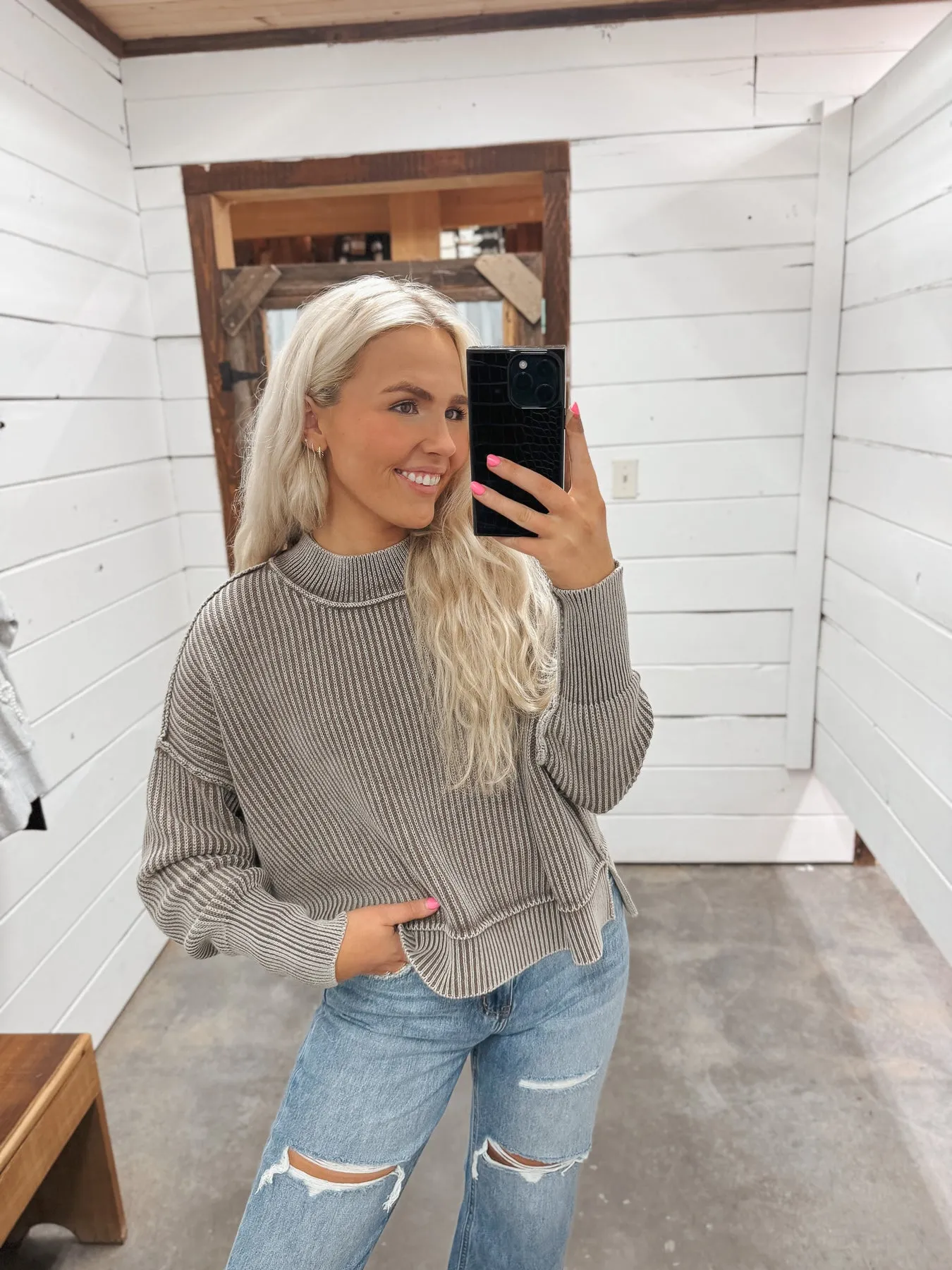 NEVER LET GO MOCHA SWEATSHIRT