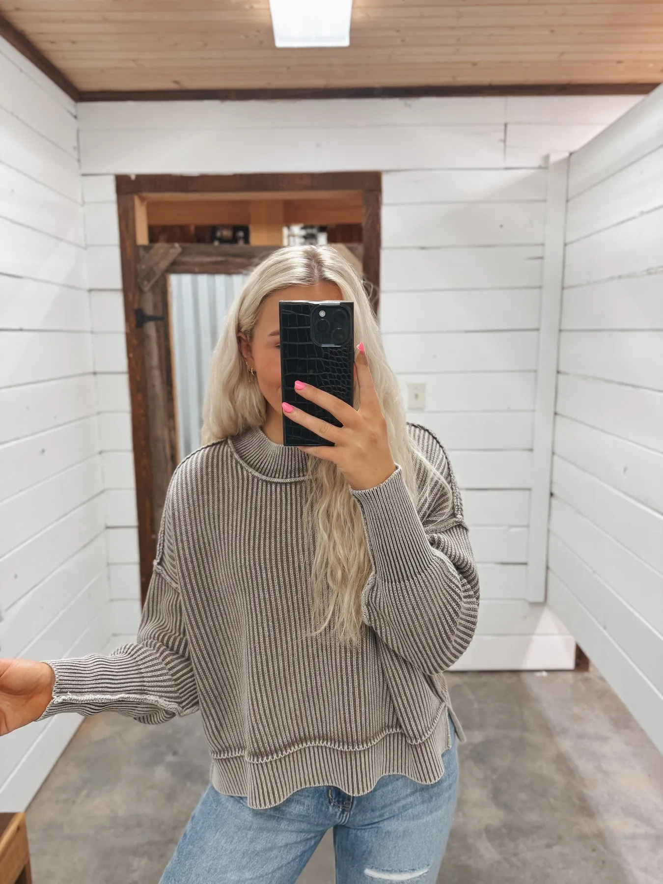 NEVER LET GO MOCHA SWEATSHIRT