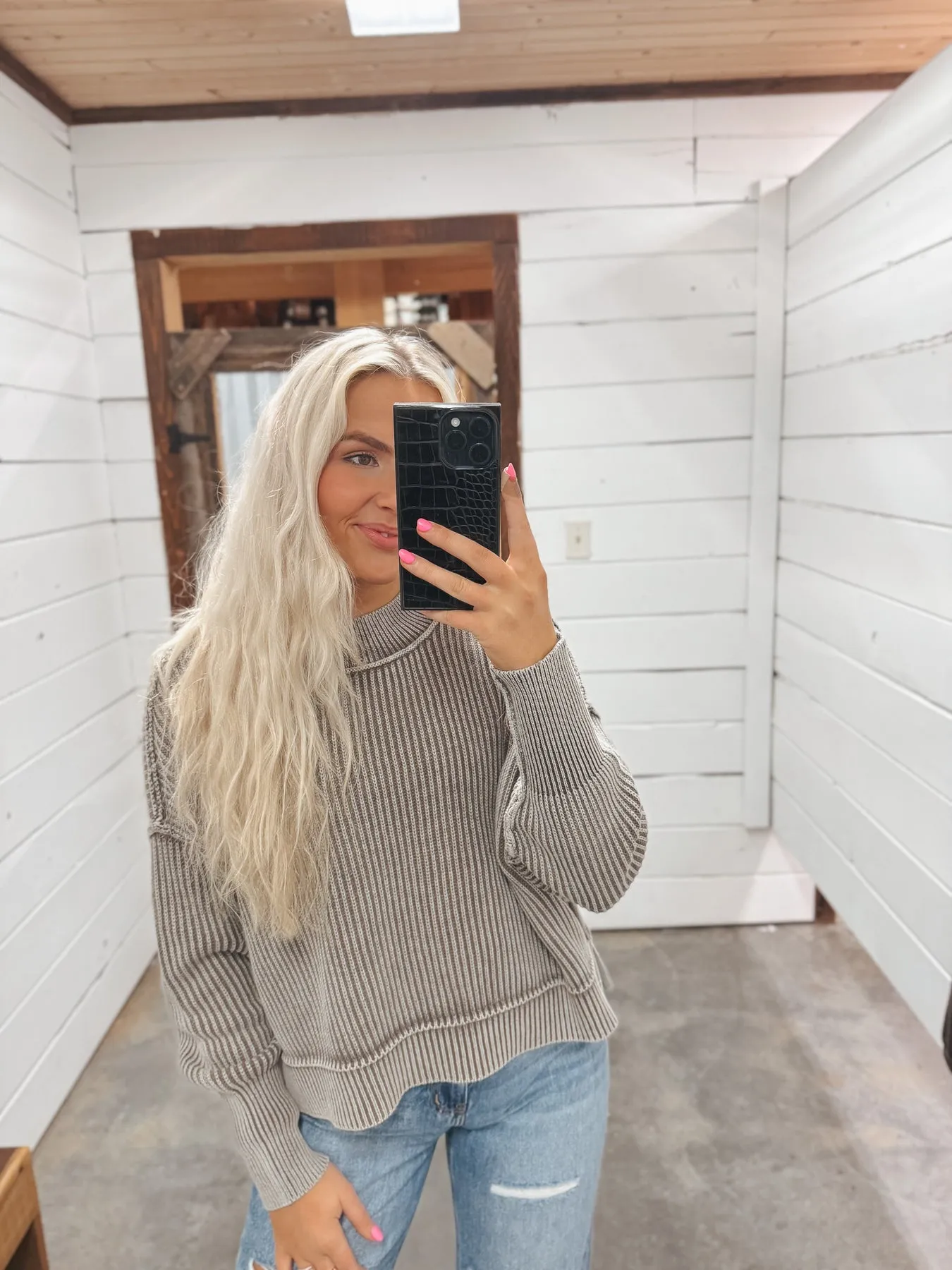 NEVER LET GO MOCHA SWEATSHIRT