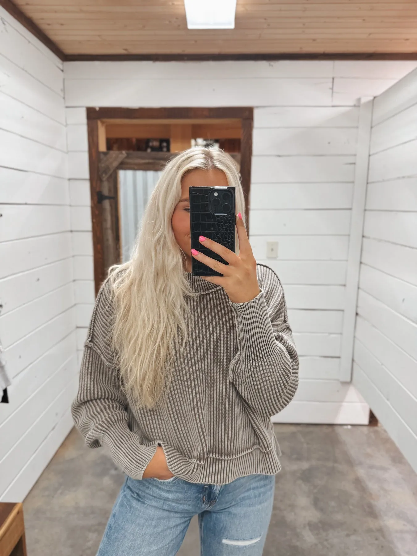 NEVER LET GO MOCHA SWEATSHIRT