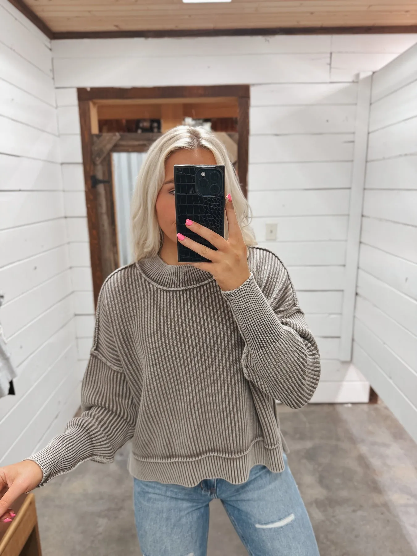 NEVER LET GO MOCHA SWEATSHIRT