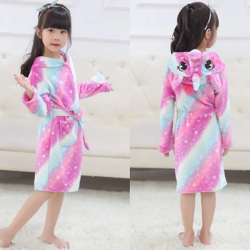 Niños Niño Niña Unicornio Lana con capucha Albornoz Vestido de noche Vestido de noche Túnica cálida