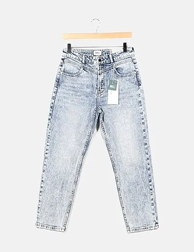 ONLY Jeans straight azul efecto delavado