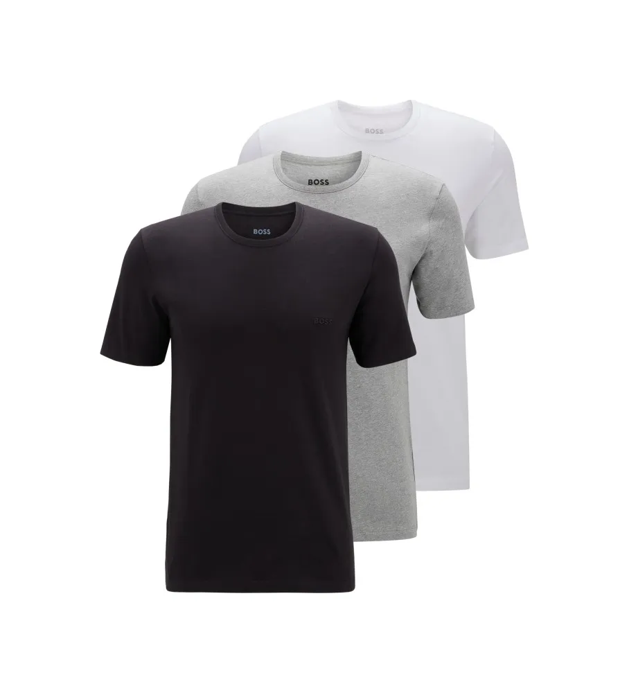 Pack 3 Camisetas RN Clásico negro, blanco, gris