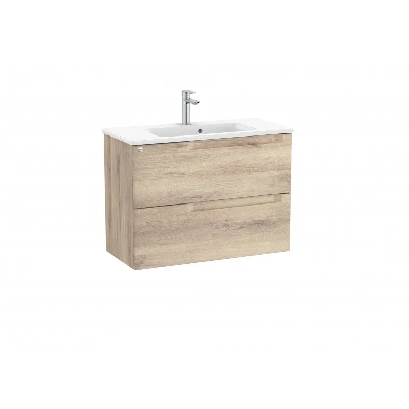 PACK UNIK MUEBLE BASE COMPACTO DE DOS CAJONES + LAVABO ALEYDA  ROCA