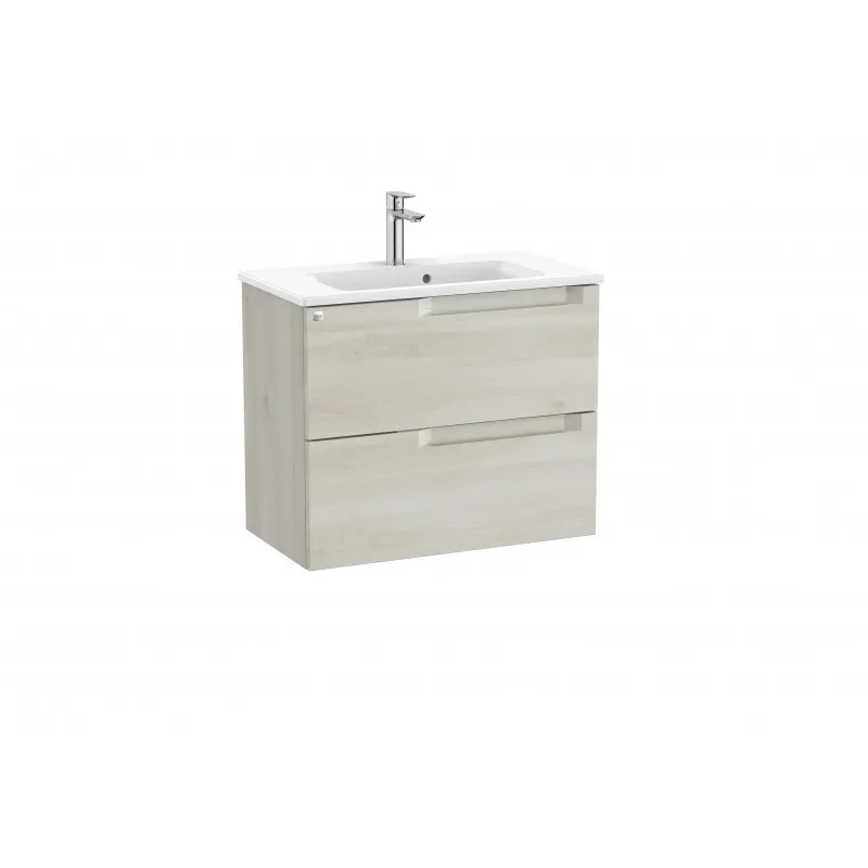 PACK UNIK MUEBLE BASE COMPACTO DE DOS CAJONES + LAVABO ALEYDA  ROCA