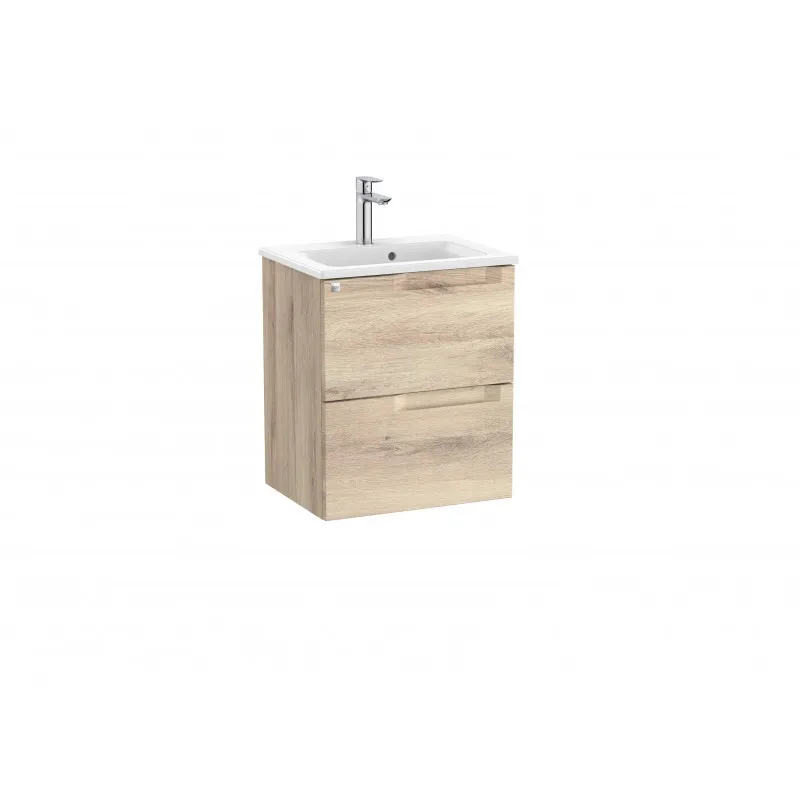 PACK UNIK MUEBLE BASE COMPACTO DE DOS CAJONES + LAVABO ALEYDA  ROCA