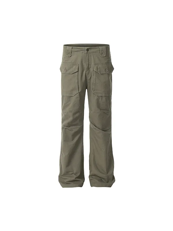 Pantalones cargo rectos informales lisos para hombre