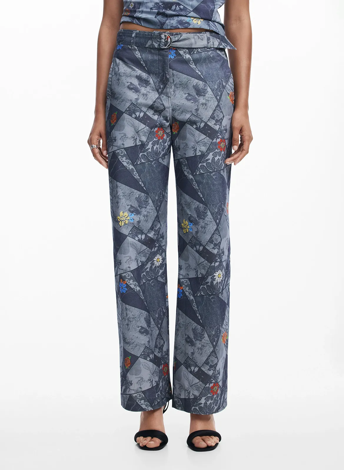 Pantalón de algodón mezclado recto en azul