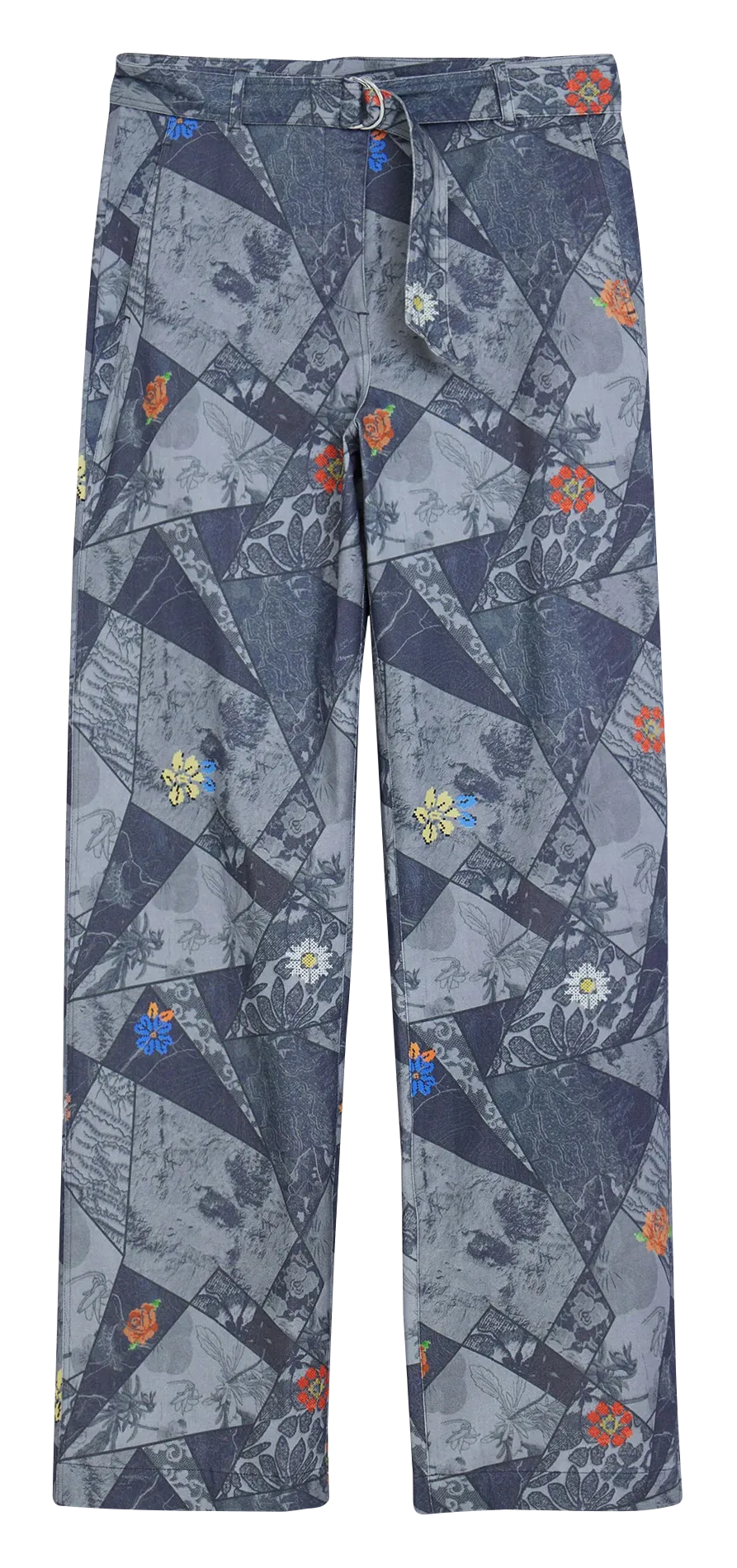 Pantalón de algodón mezclado recto en azul