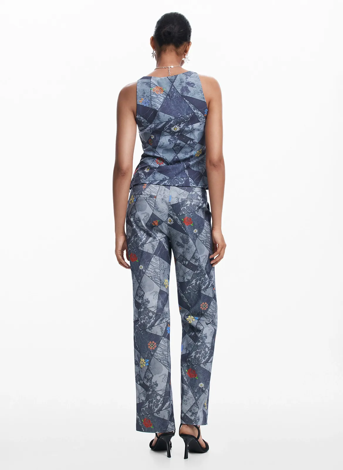 Pantalón de algodón mezclado recto en azul