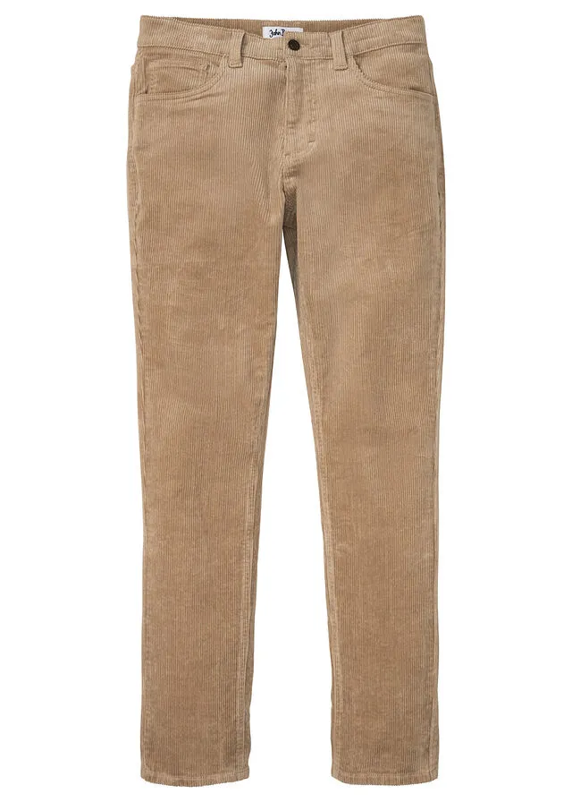 Pantalón de pana elástico de corte clásico Camel