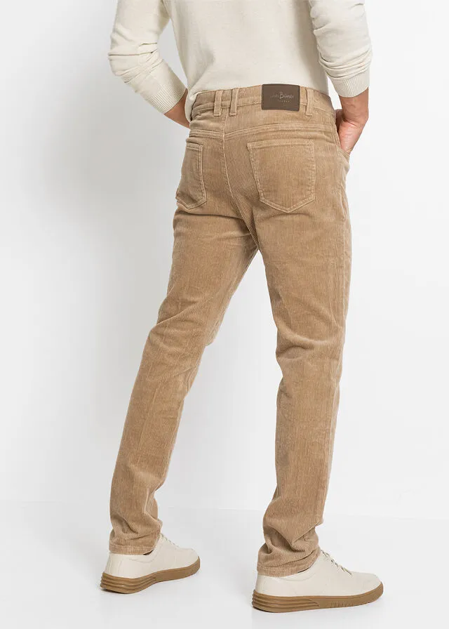 Pantalón de pana elástico de corte clásico Camel