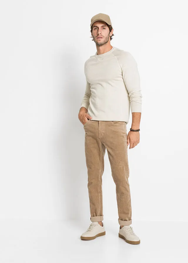Pantalón de pana elástico de corte clásico Camel