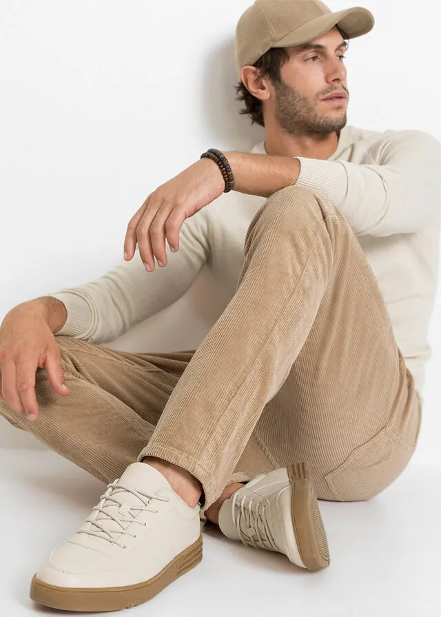 Pantalón de pana elástico de corte clásico Camel