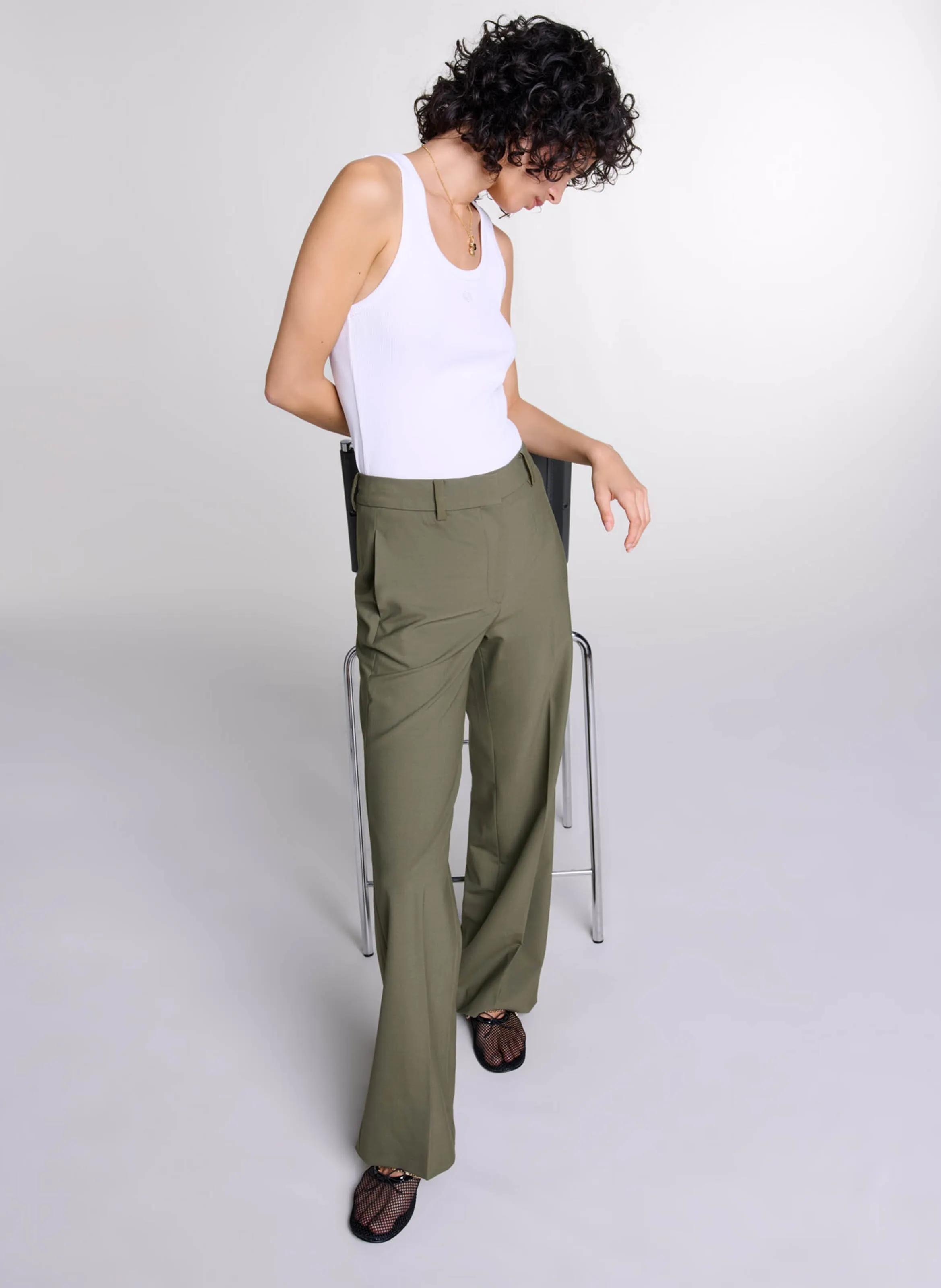 Pantalón de sastre recto en caqui