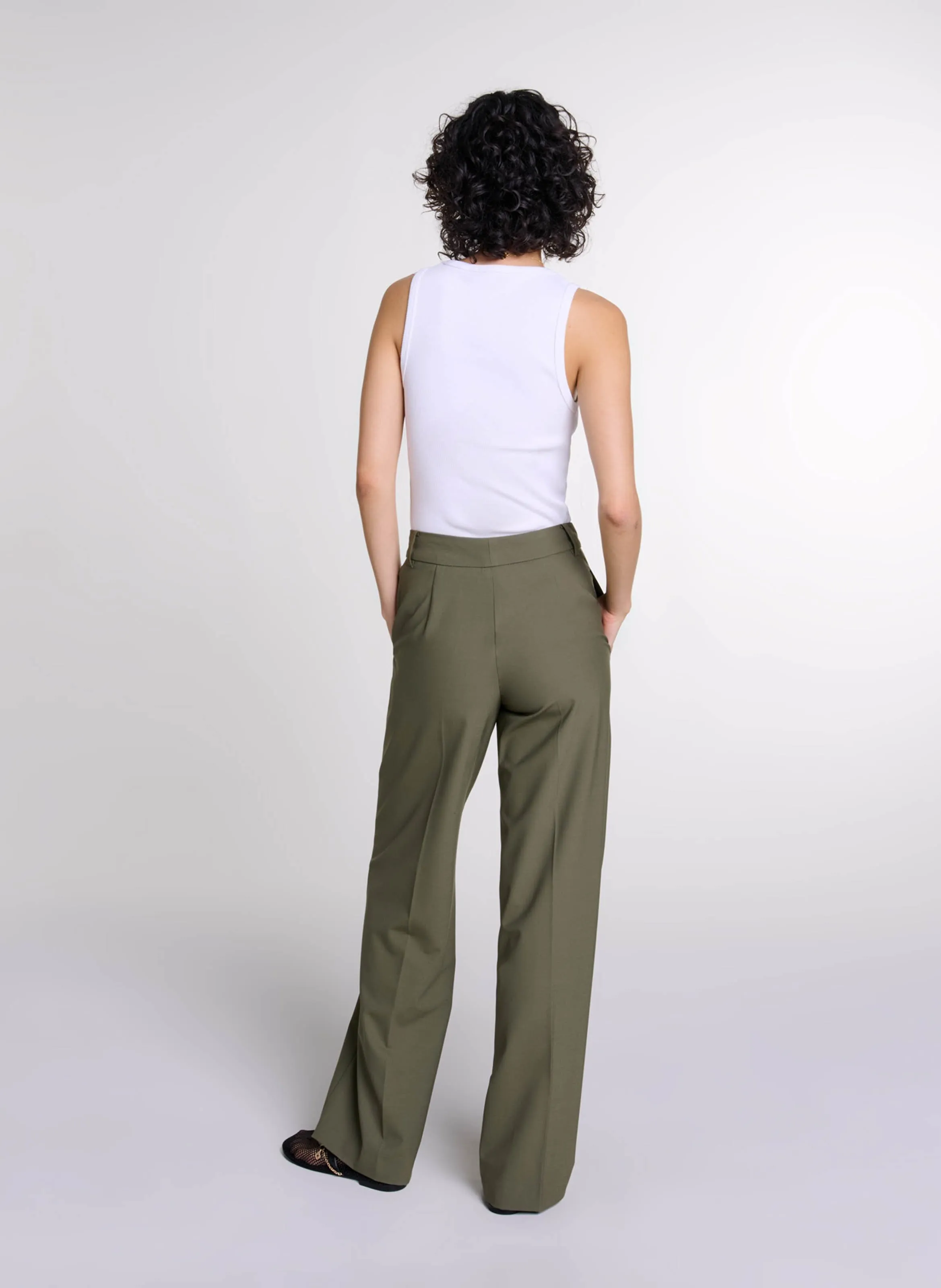 Pantalón de sastre recto en caqui