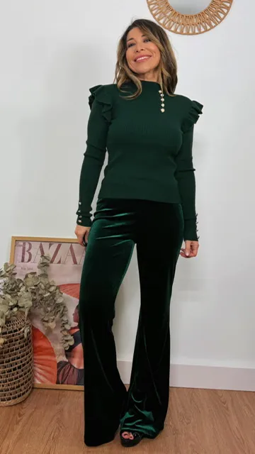 Pantalón Terciopelo Campana Verde