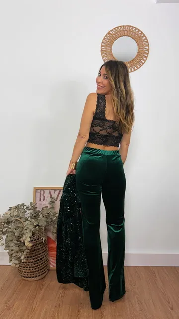 Pantalón Terciopelo Campana Verde