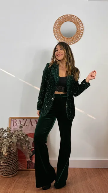 Pantalón Terciopelo Campana Verde