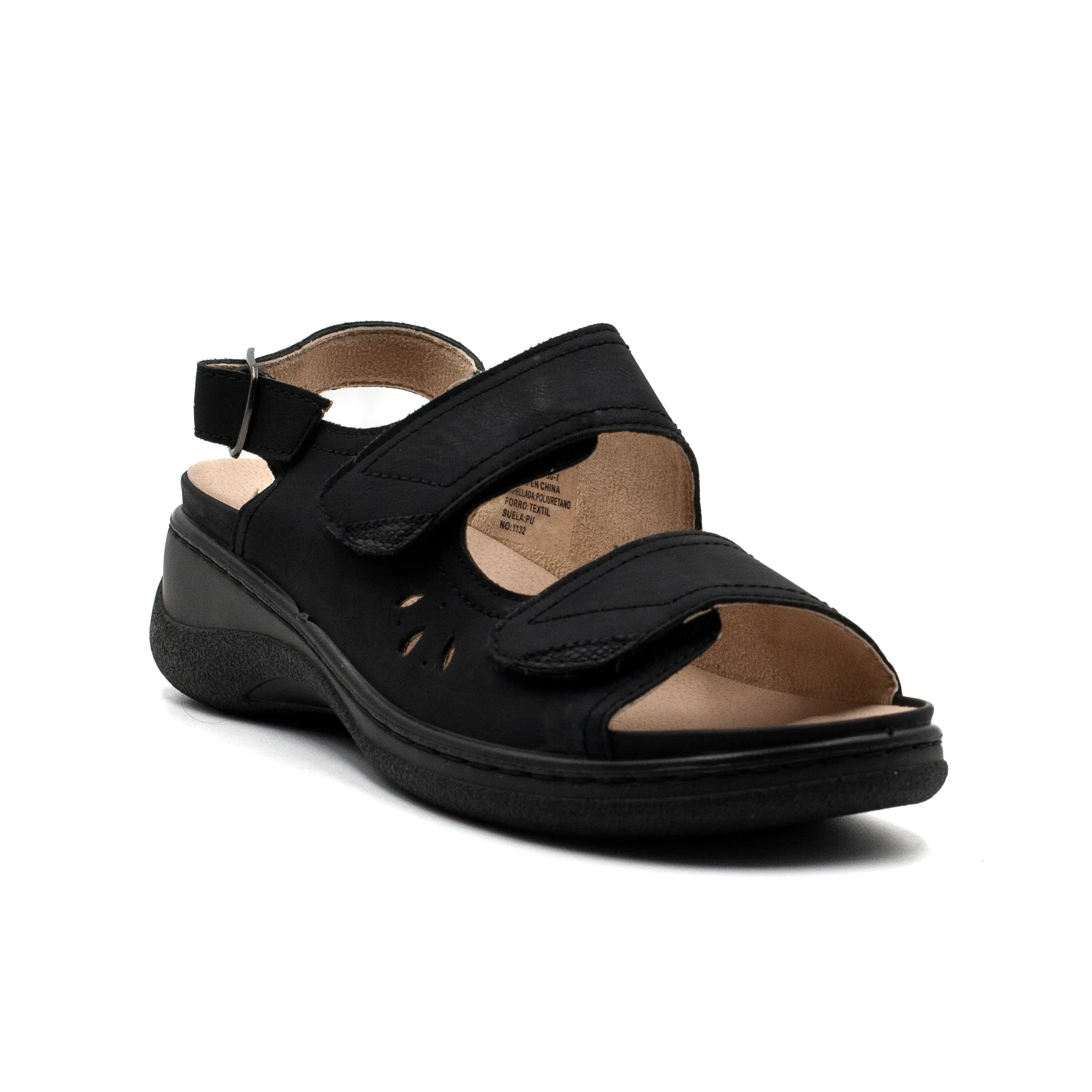 Passer Sandalia mujer con velcro color negro