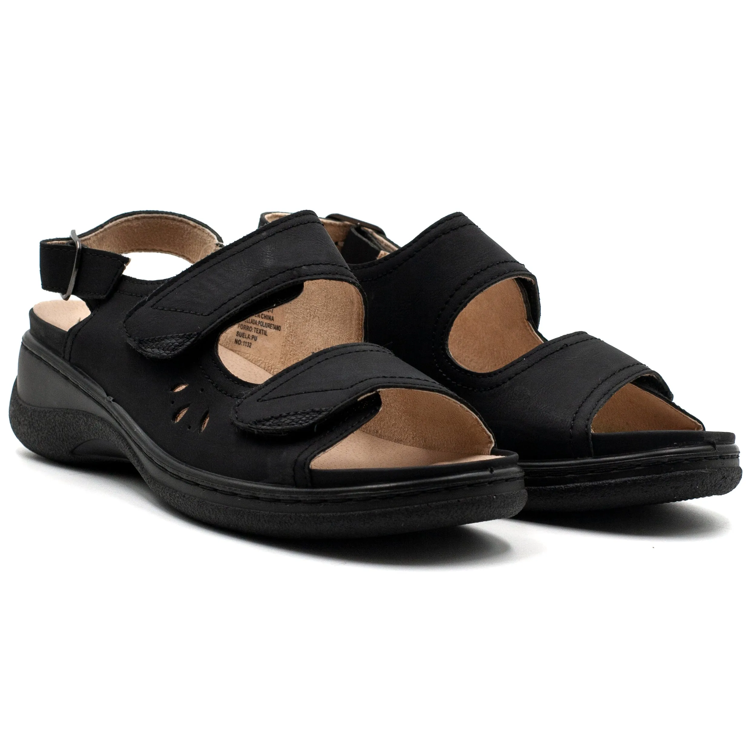 Passer Sandalia mujer con velcro color negro