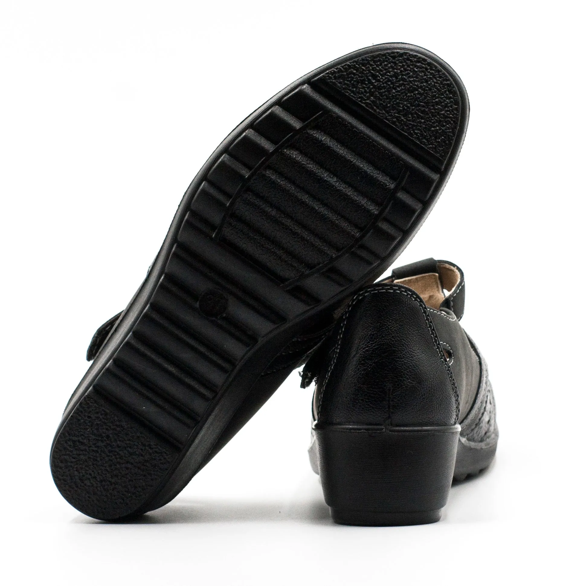 Passer Zapatos Calado C/Velcro Negro Mujer Casual