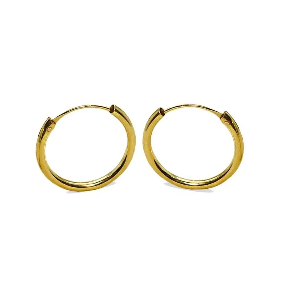 Pendientes de aro de oro 18k de 15x1,5 mm 