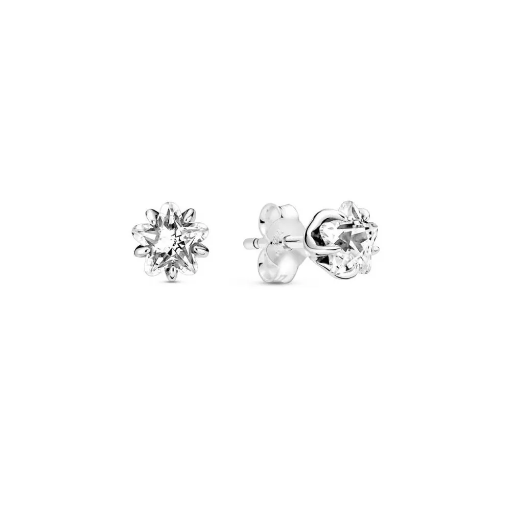 Pendientes de botón de plata de ley Estrella Celestial Brillante 