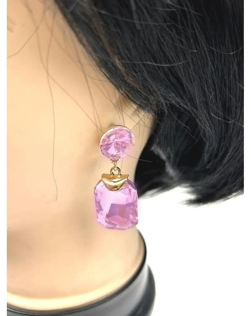 PENDIENTES LARGOS ROSAS DE FIESTA EXTRA BRILLO PARA BODAS NOCHE