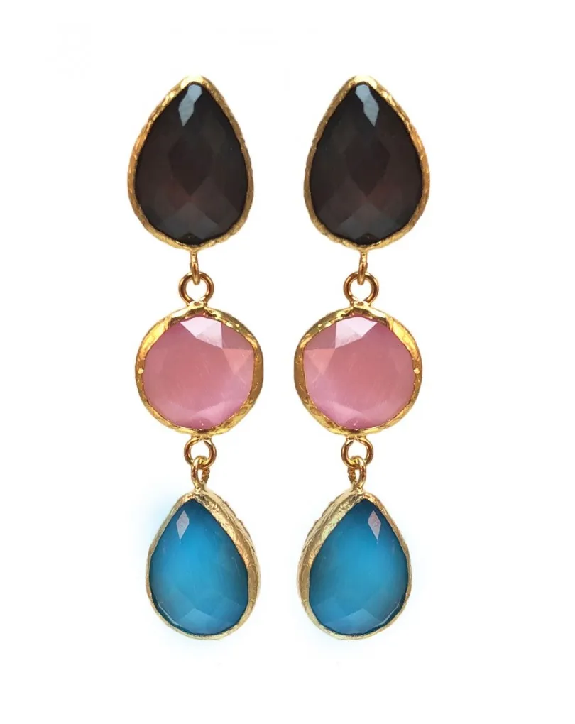 PENDIENTES LARGOS ROSAS EN TRICOLOR PARA BODAS, IDEALES PARA RESALTAR TUS OJOS