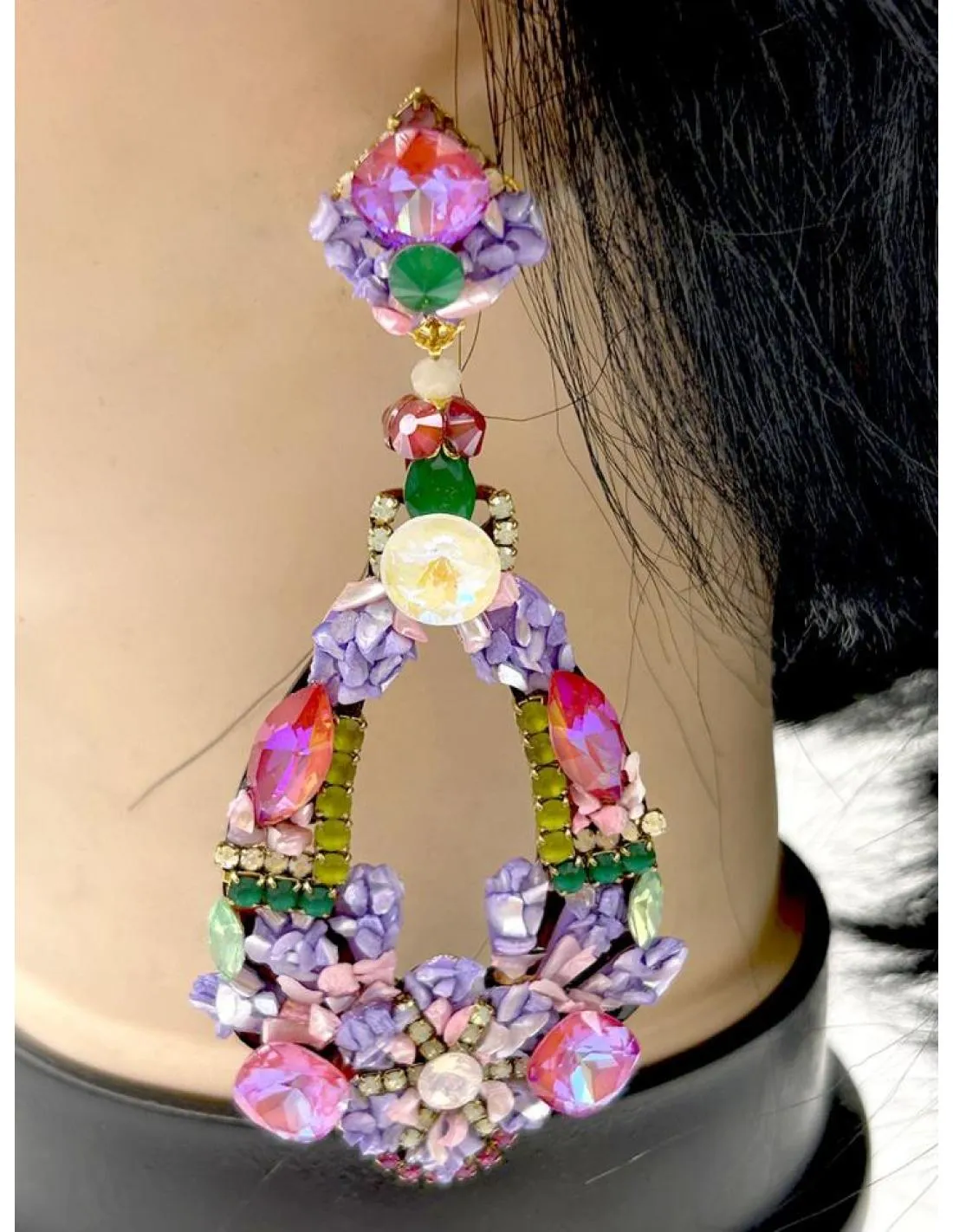 PENDIENTES MORADOS Y FUCSIAS PARA BODAS Y EVENTOS EXOTICA DECORACION