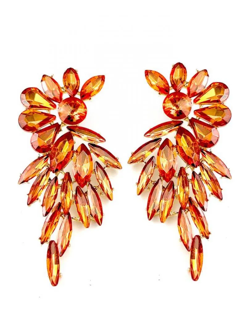 PENDIENTES NARANJAS LARGOS DE FIESTA LOS MAS BONITOS PARA BODAS DE NOCHE